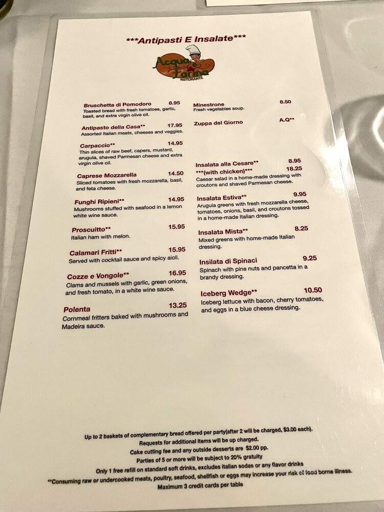 Acqua E Farina - Hayward, CA menu_pic