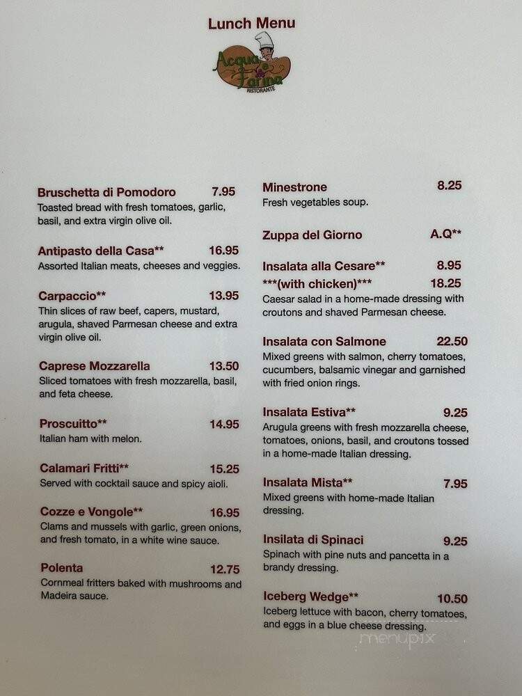 Acqua E Farina - Hayward, CA menu_pic