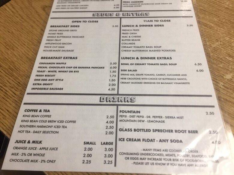 The Early Bird Diner - Charleston, SC menu_pic
