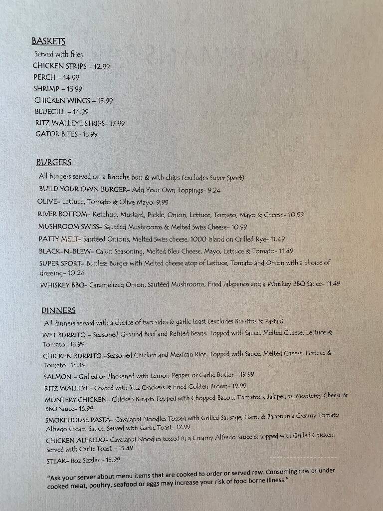 Sportsman Restaurant - Newaygo, MI menu_pic