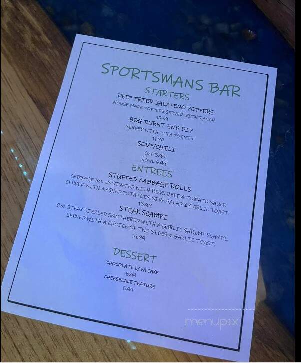 Sportsman Restaurant - Newaygo, MI menu_pic