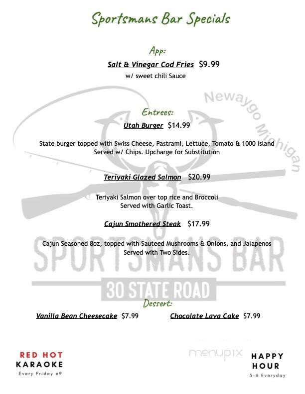 Sportsman Restaurant - Newaygo, MI menu_pic