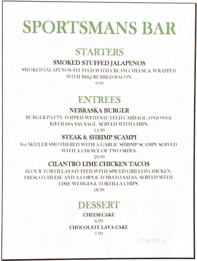 Sportsman Restaurant - Newaygo, MI menu_pic