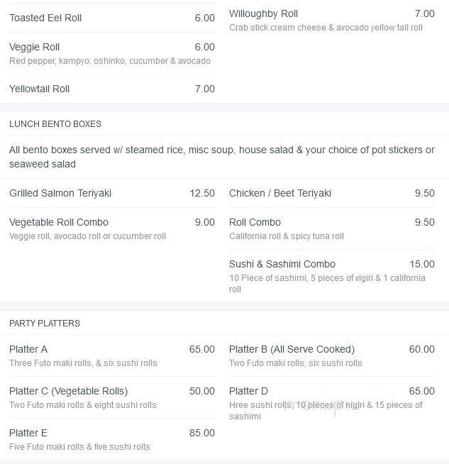 Young's Sushi - Willoughby, OH menu_pic