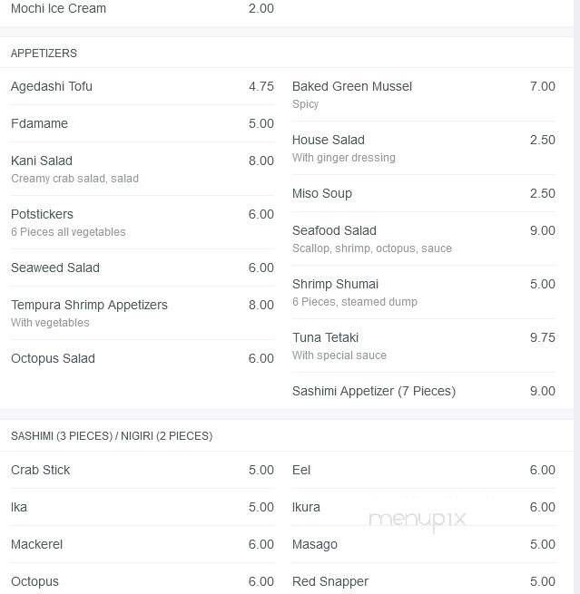 Young's Sushi - Willoughby, OH menu_pic