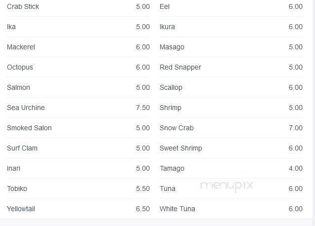 Young's Sushi - Willoughby, OH menu_pic