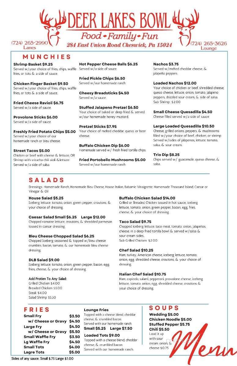 Deer Lakes Lounge - Cheswick, PA menu_pic