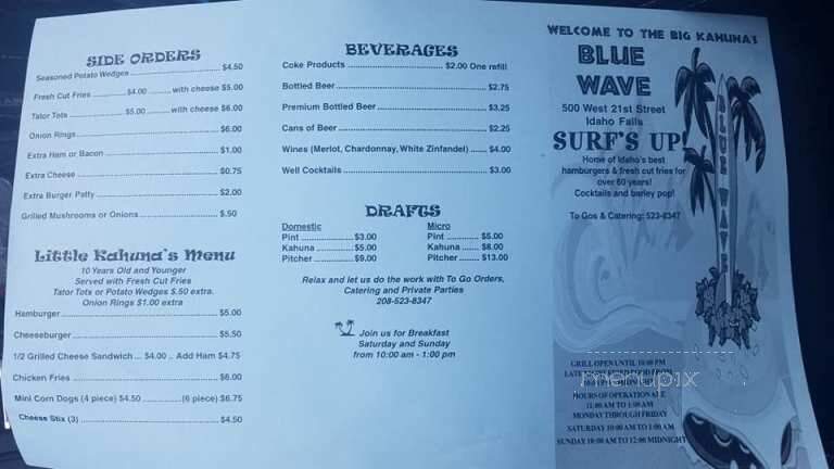 Blue Wave Great Burgers - Idaho Falls, ID menu_pic