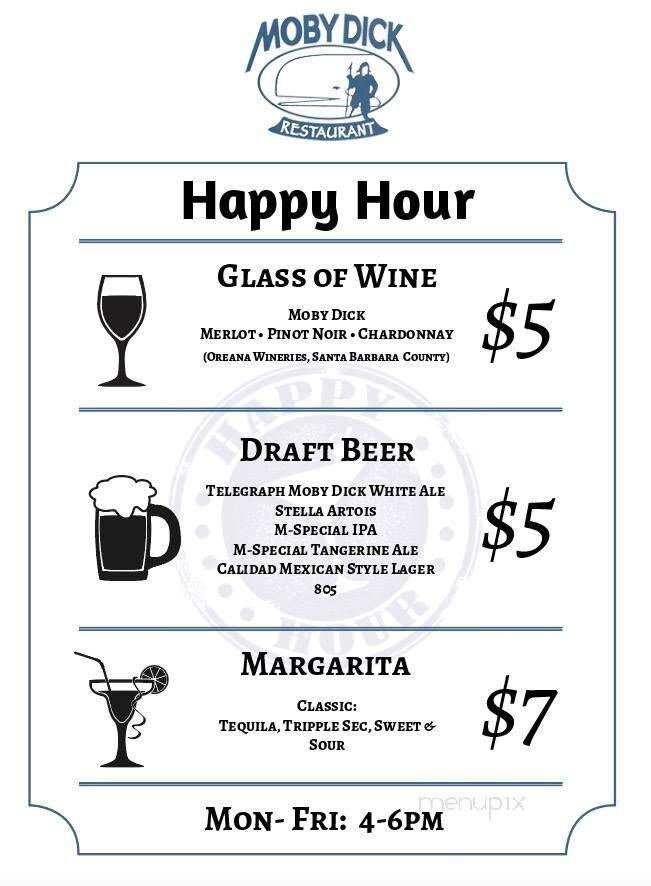Moby Dick Restaurant - Santa Barbara, CA menu_pic