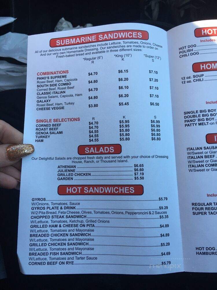 Panos Big Boy - Calumet City, IL menu_pic