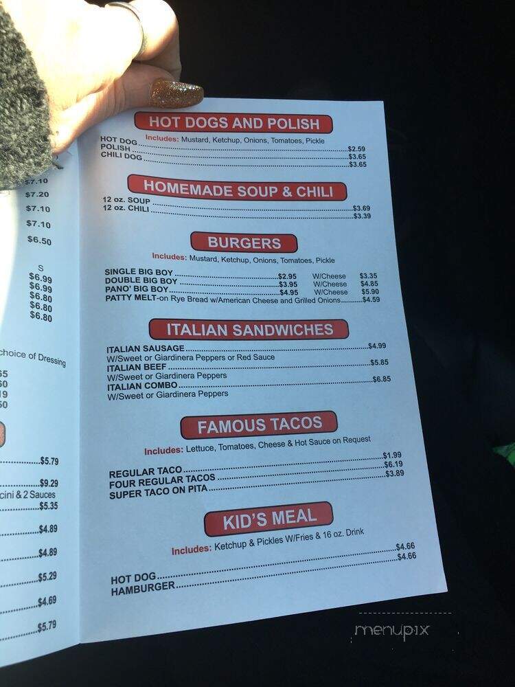 Panos Big Boy - Calumet City, IL menu_pic