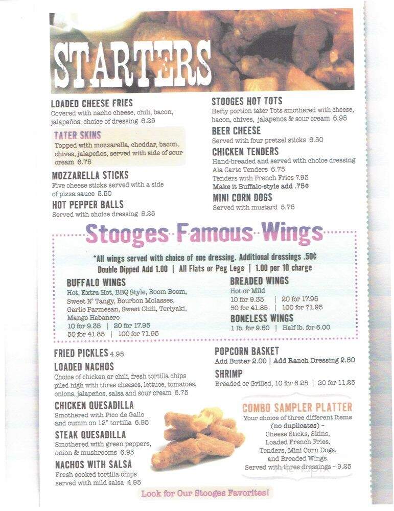 Stooges Bar & Grill - Louisville, KY menu_pic