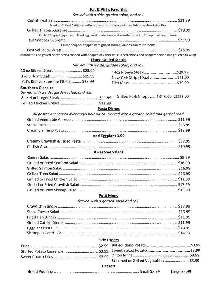 Fezzo's Seafood & Steakhouse - Scott, LA menu_pic