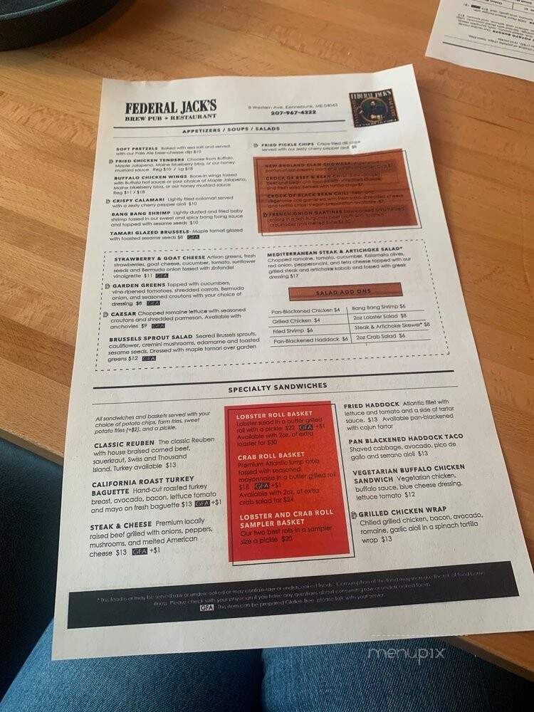 Federal Jack's - Kennebunk, ME menu_pic