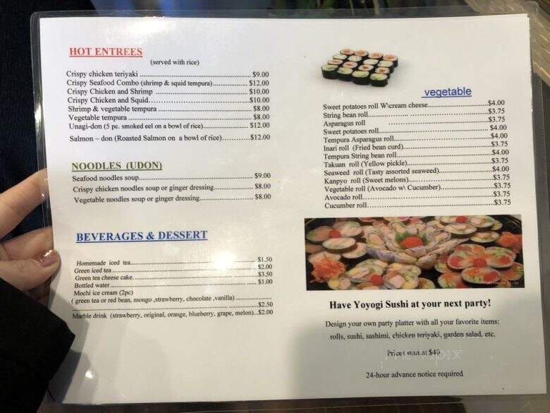 Yoyogi Sushi - Gaithersburg, MD menu_pic