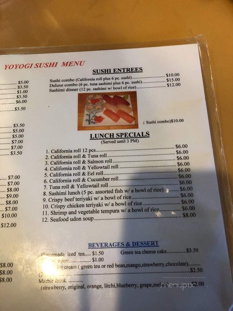 Yoyogi Sushi - Gaithersburg, MD menu_pic
