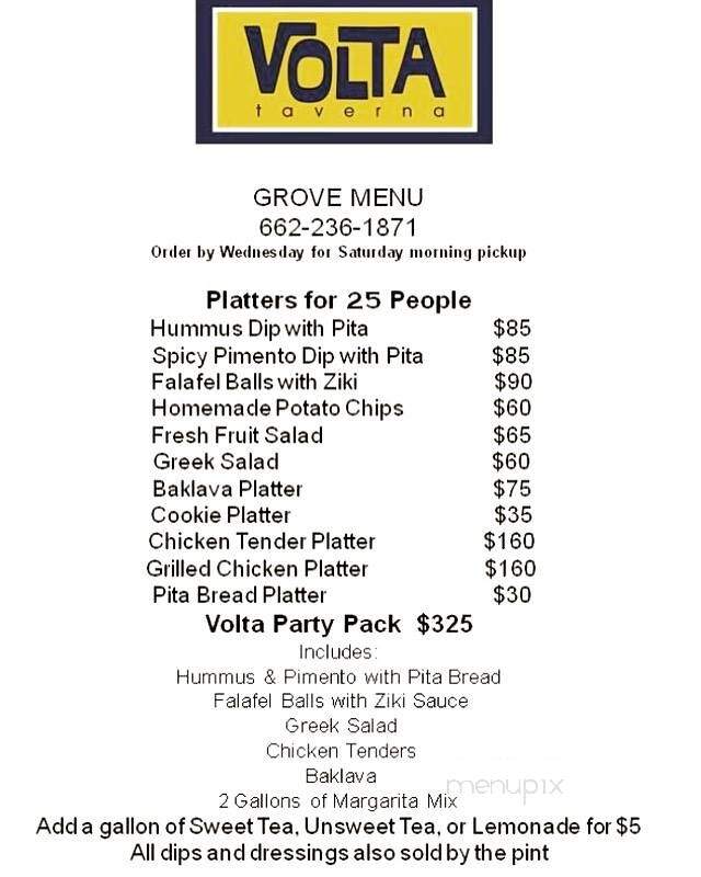 Volta Taverna - Oxford, MS menu_pic