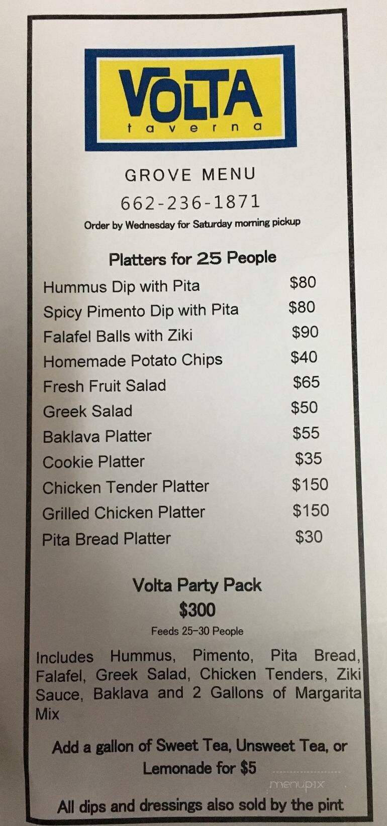 Volta Taverna - Oxford, MS menu_pic
