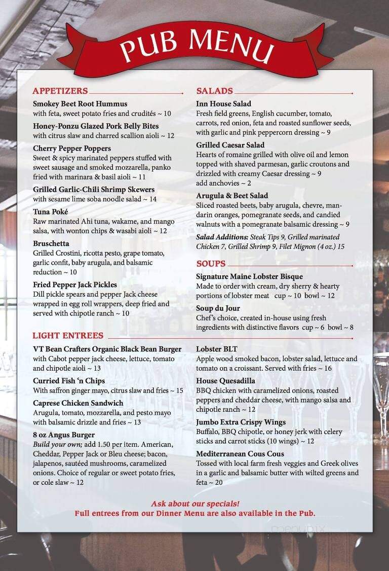 Franconia Inn - Franconia, NH menu_pic