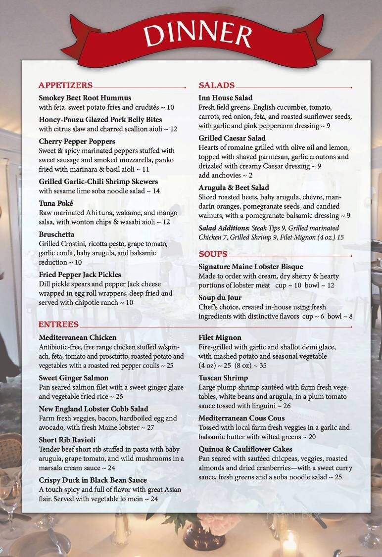 Franconia Inn - Franconia, NH menu_pic