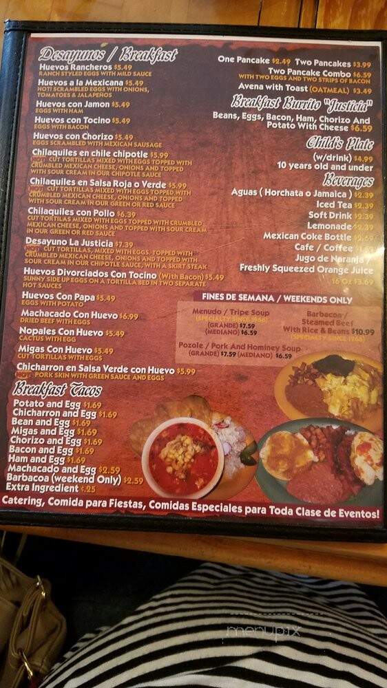 La Justicia Restaurant - Mcallen, TX menu_pic