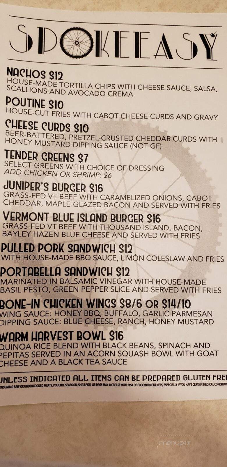 Juniper's At The Wildflower - Lyndonville, VT menu_pic