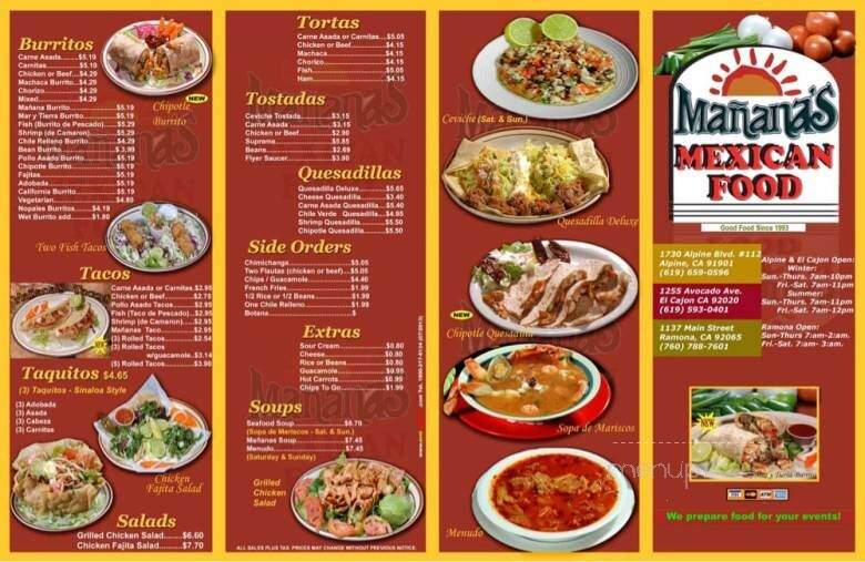 Mananas Mexican Food - Ramona, CA
