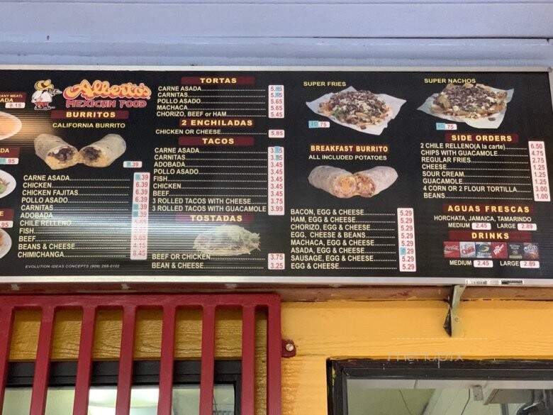 Alberto's Mexican Food - Stockton, CA menu_pic
