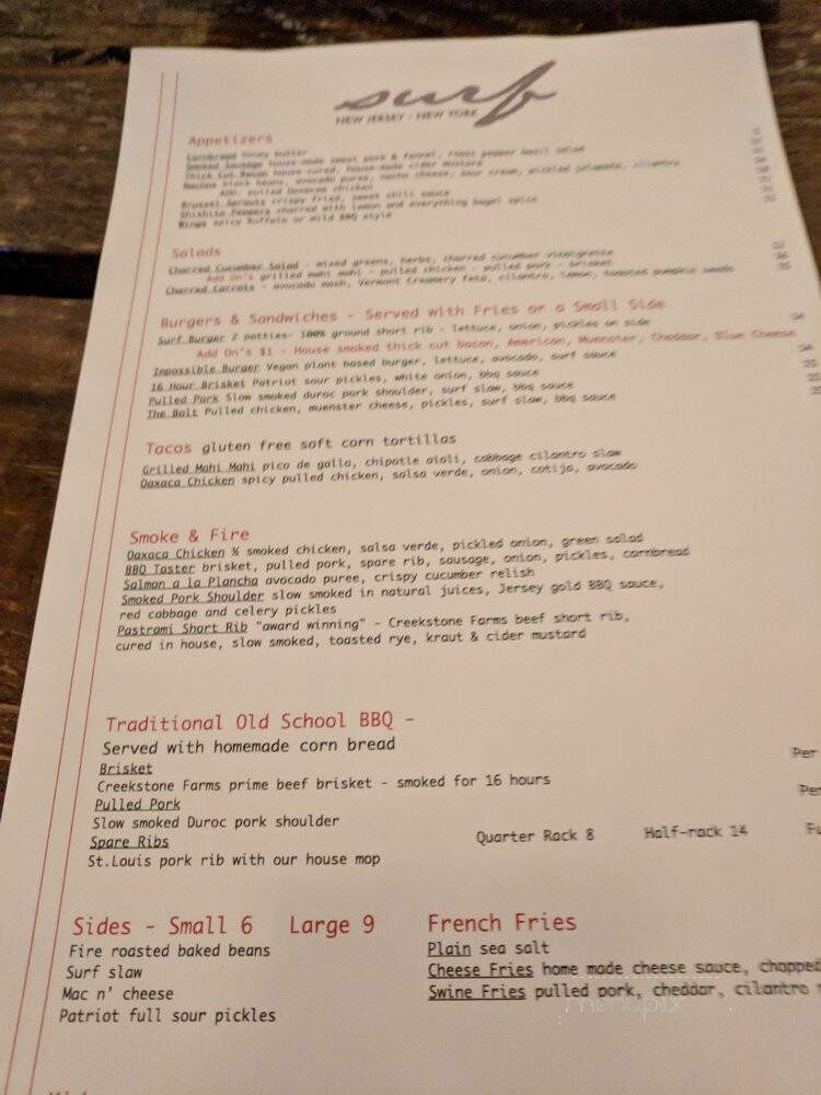 Surf BBQ - Rumson, NJ menu_pic