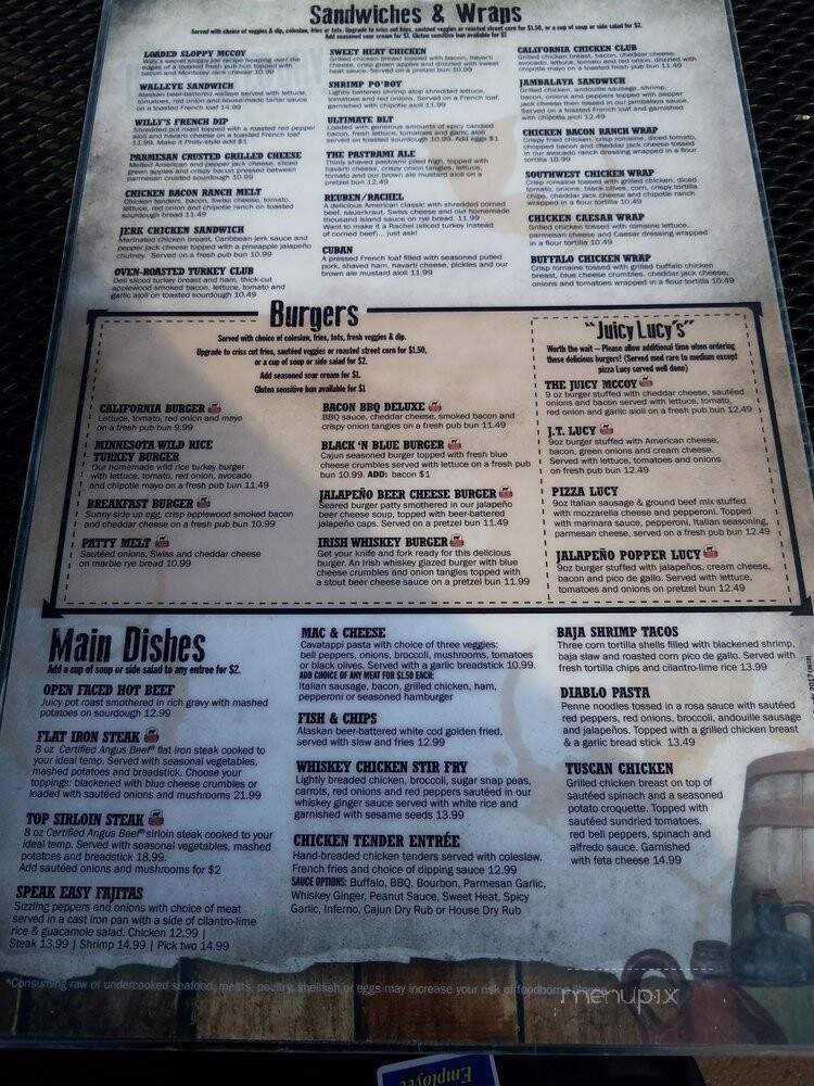 Willy McCoys - Bloomington, MN menu_pic