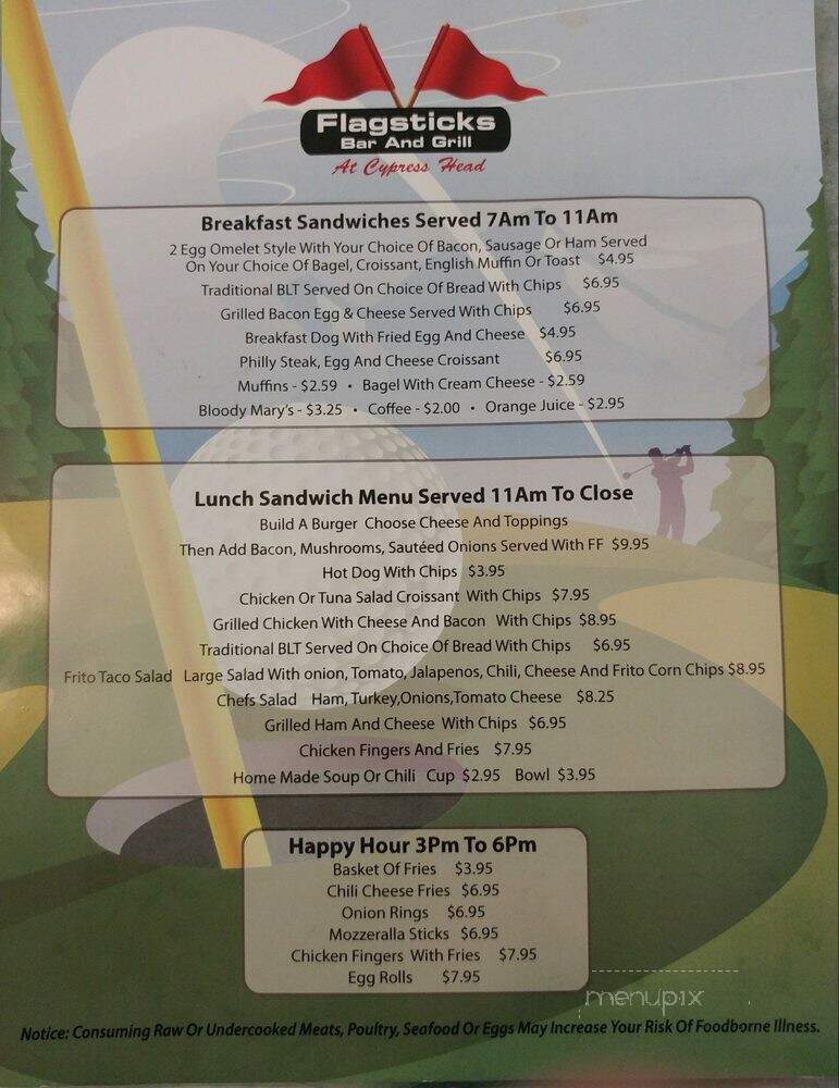 Flag Sticks Bar & Grill at Cypress Head Golf Course - Port Orange, FL menu_pic