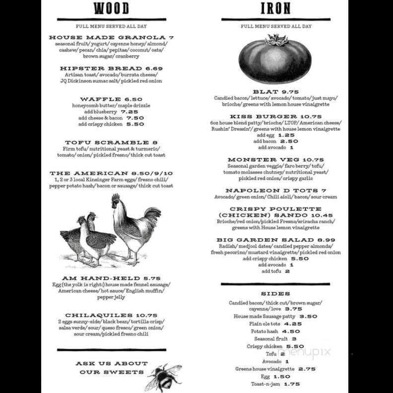 Wood Iron Eatery - Fayetteville, WV menu_pic