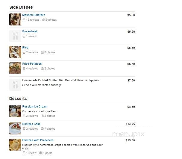 Kalinka Russian Cuisine - Glendale, CA menu_pic