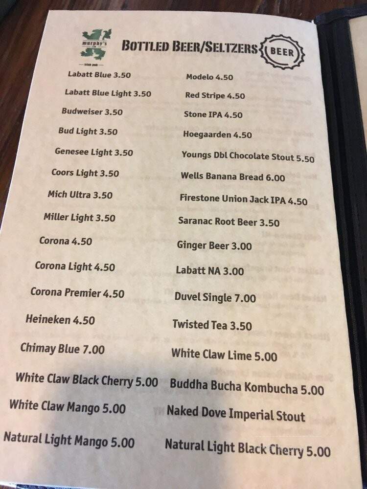 Murphy's Law Irish Pub - Canandaigua, NY menu_pic