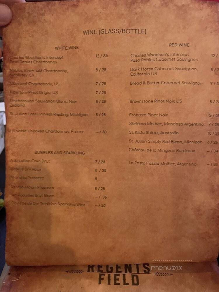 Regents Field - Ann Arbor, MI menu_pic