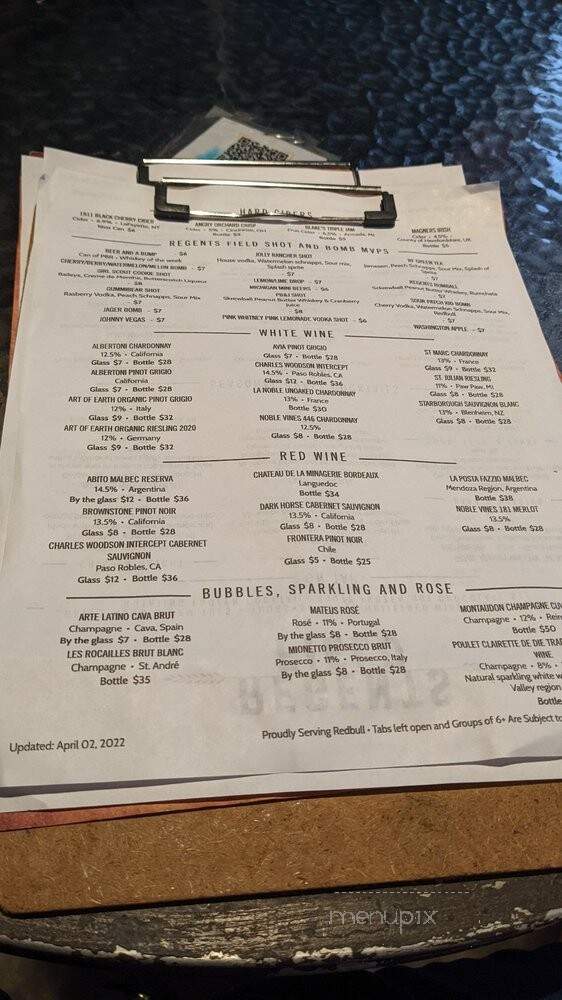 Regents Field - Ann Arbor, MI menu_pic