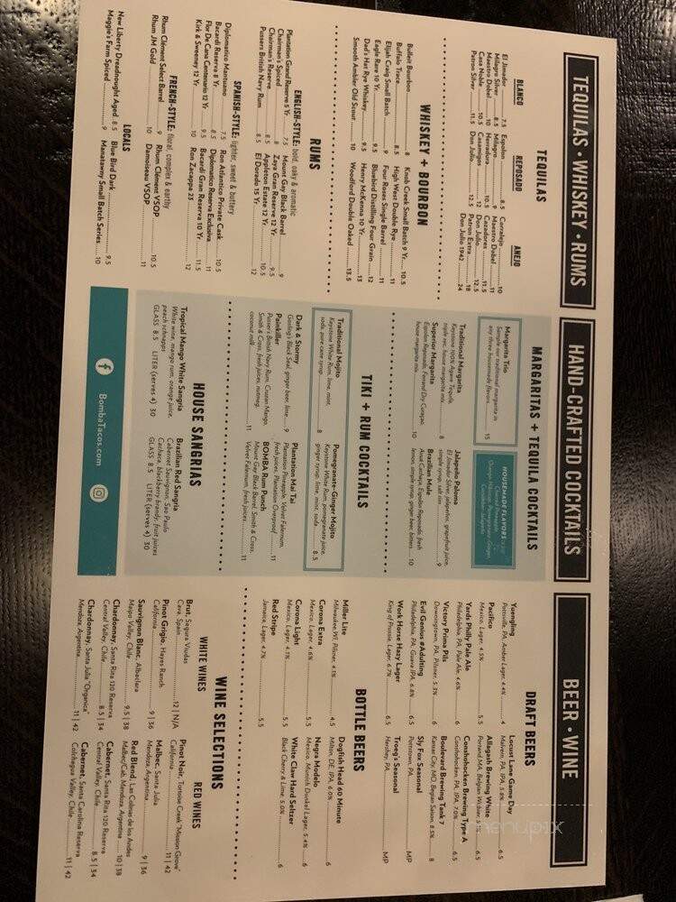 Bomba Taco + Bar - Malvern, PA menu_pic