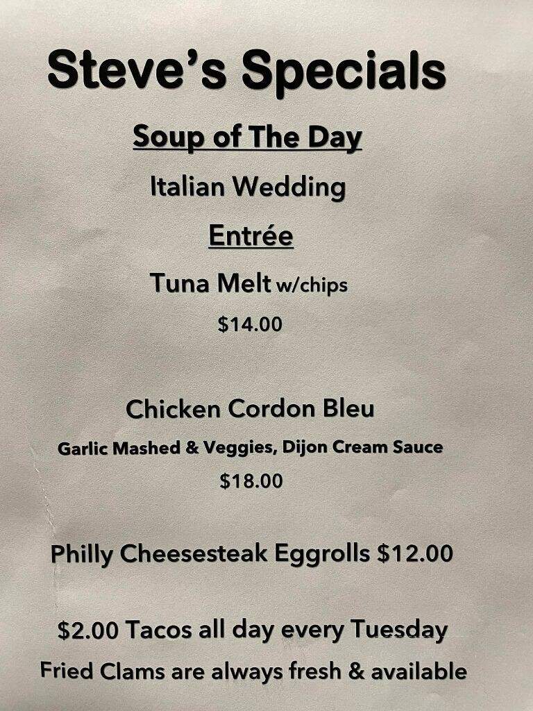 Steve's Pinehurst Tavern - Billerica, MA menu_pic