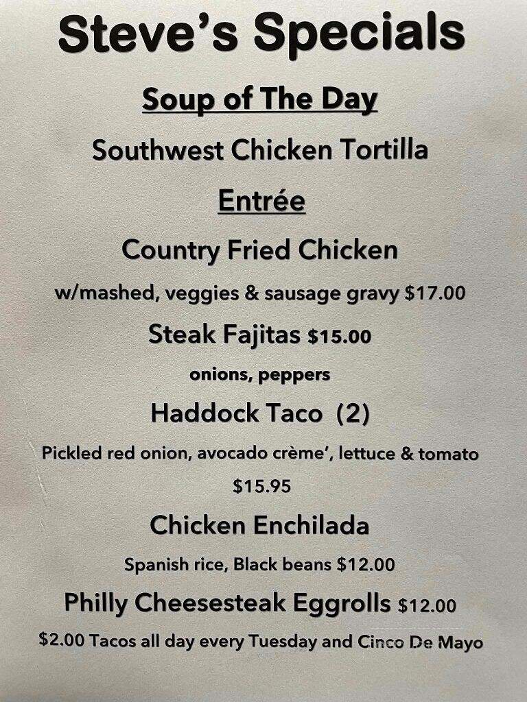 Steve's Pinehurst Tavern - Billerica, MA menu_pic