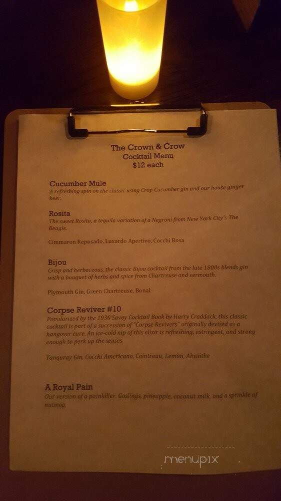 The Crown & Crow - Washington, DC menu_pic