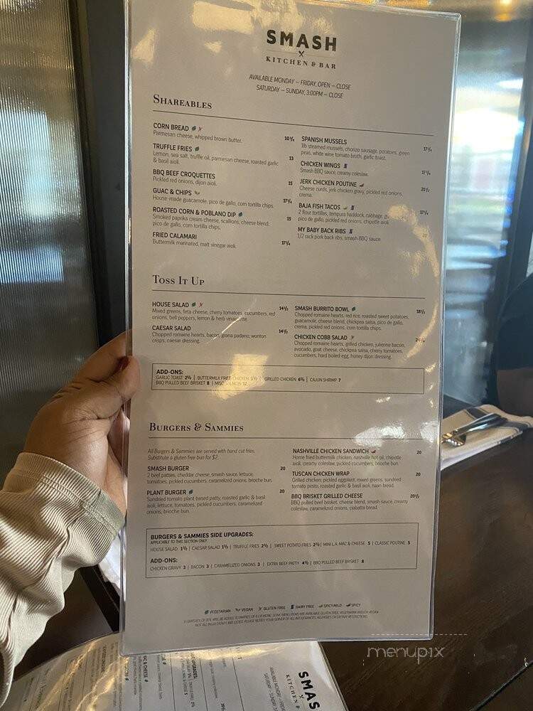 Smash Kitchen & Bar - Whitby, ON menu_pic