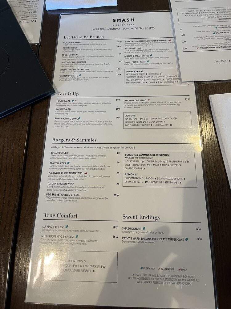 Smash Kitchen & Bar - Whitby, ON menu_pic