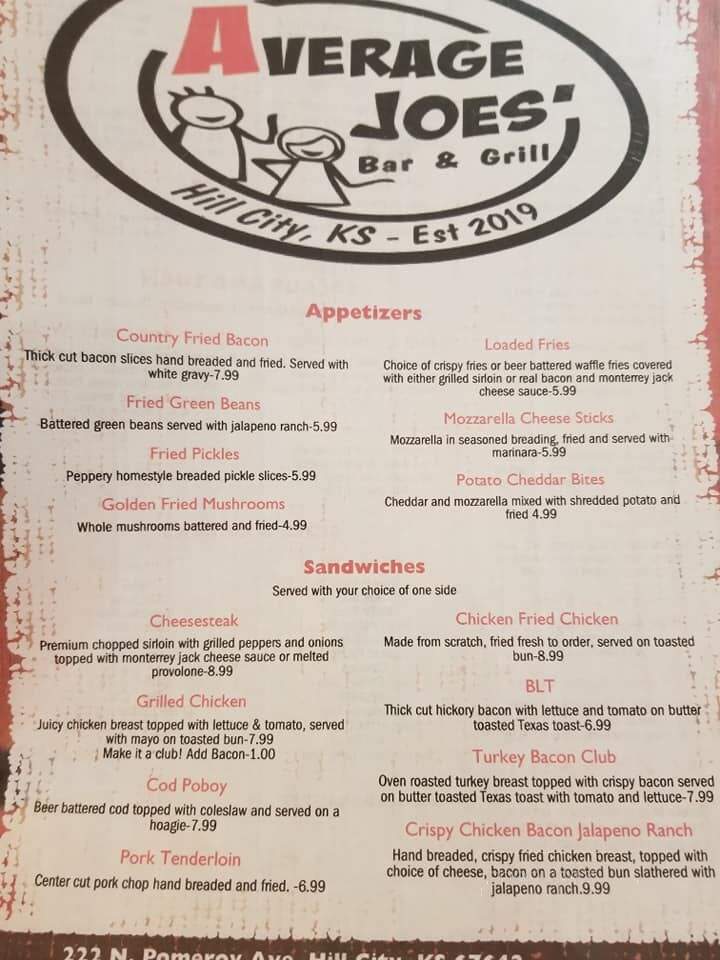 Average Joes' Bar and Grill - Hill City, KS