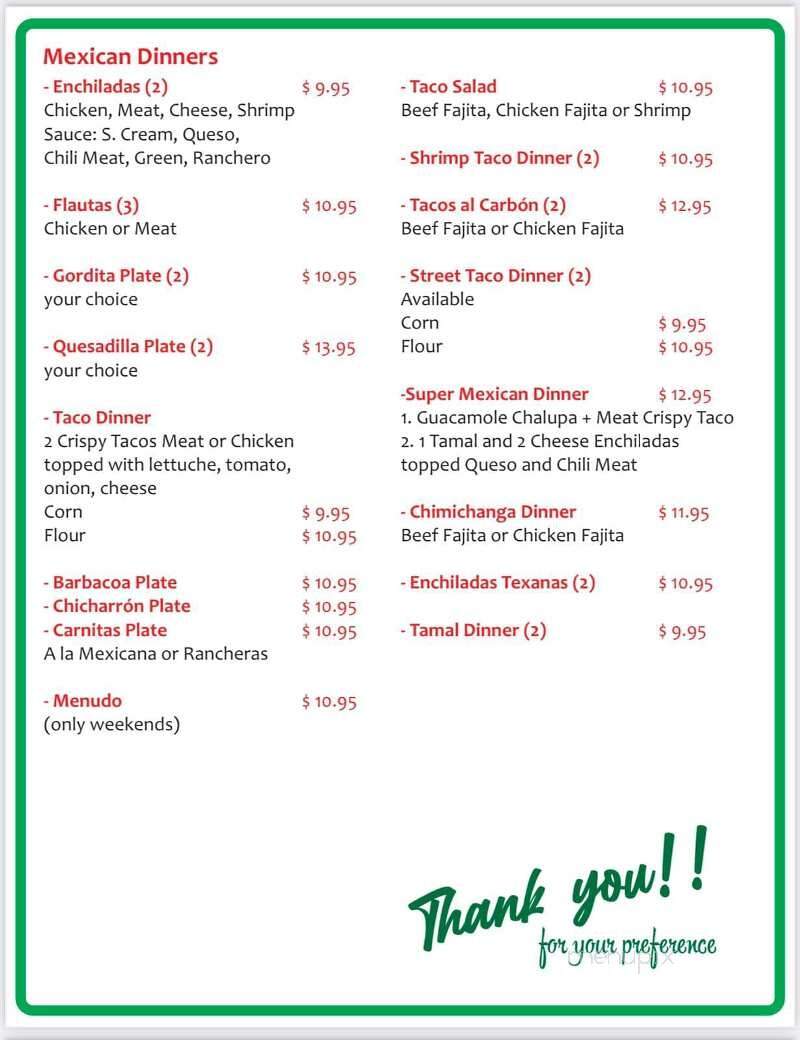 Mi Familia - Nocona, TX menu_pic