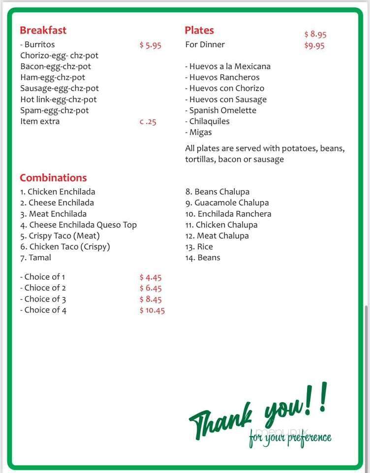 Mi Familia - Nocona, TX menu_pic