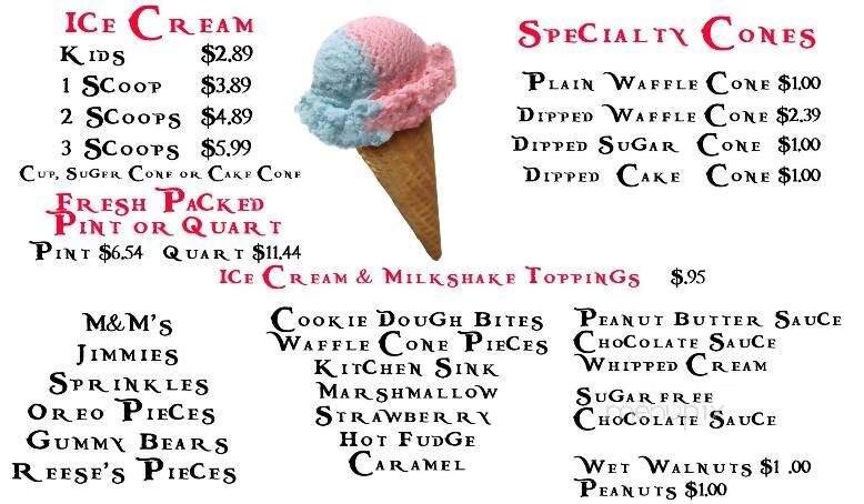 Captain Cone's Ice Cream - St. Augustine, FL menu_pic
