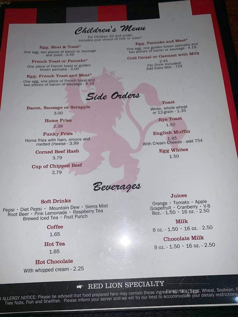 Red Lion Corner Cafe - Red Lion, PA menu_pic