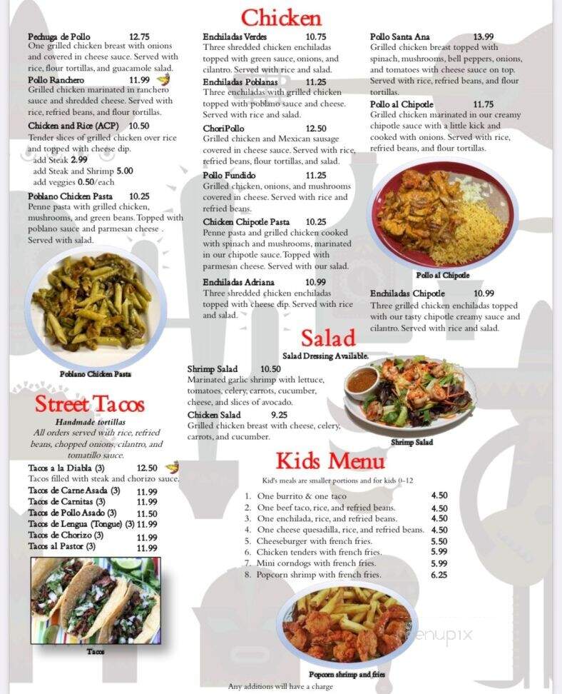 Casa Santa Ana - Pinehurst, NC menu_pic