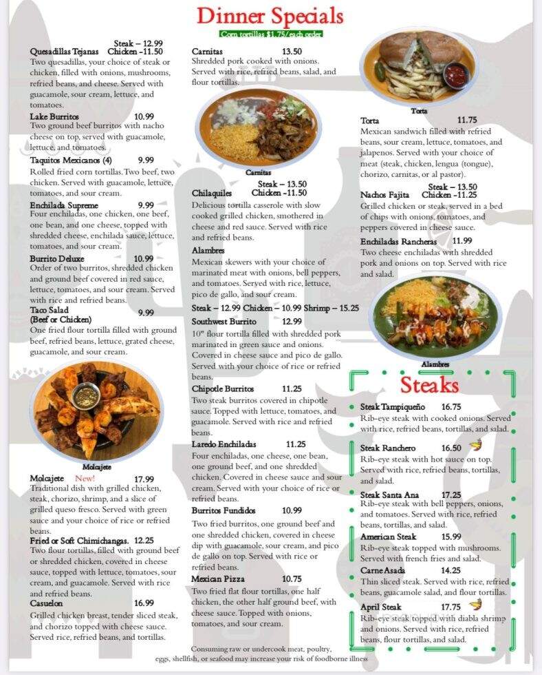 Casa Santa Ana - Pinehurst, NC menu_pic
