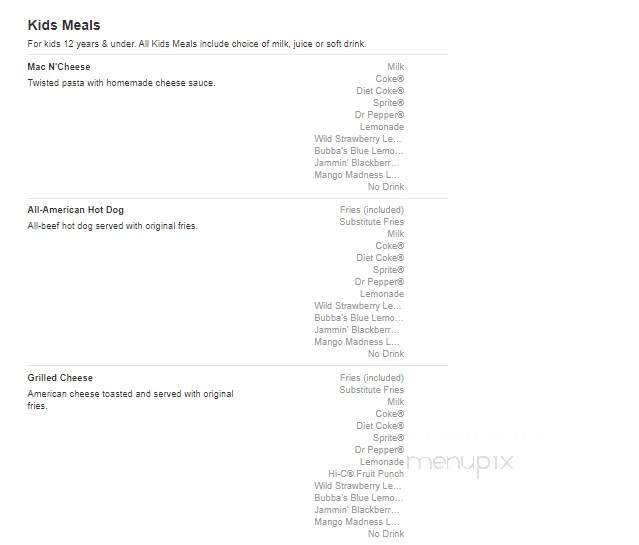 Bubba's 33 - Tyler, TX menu_pic
